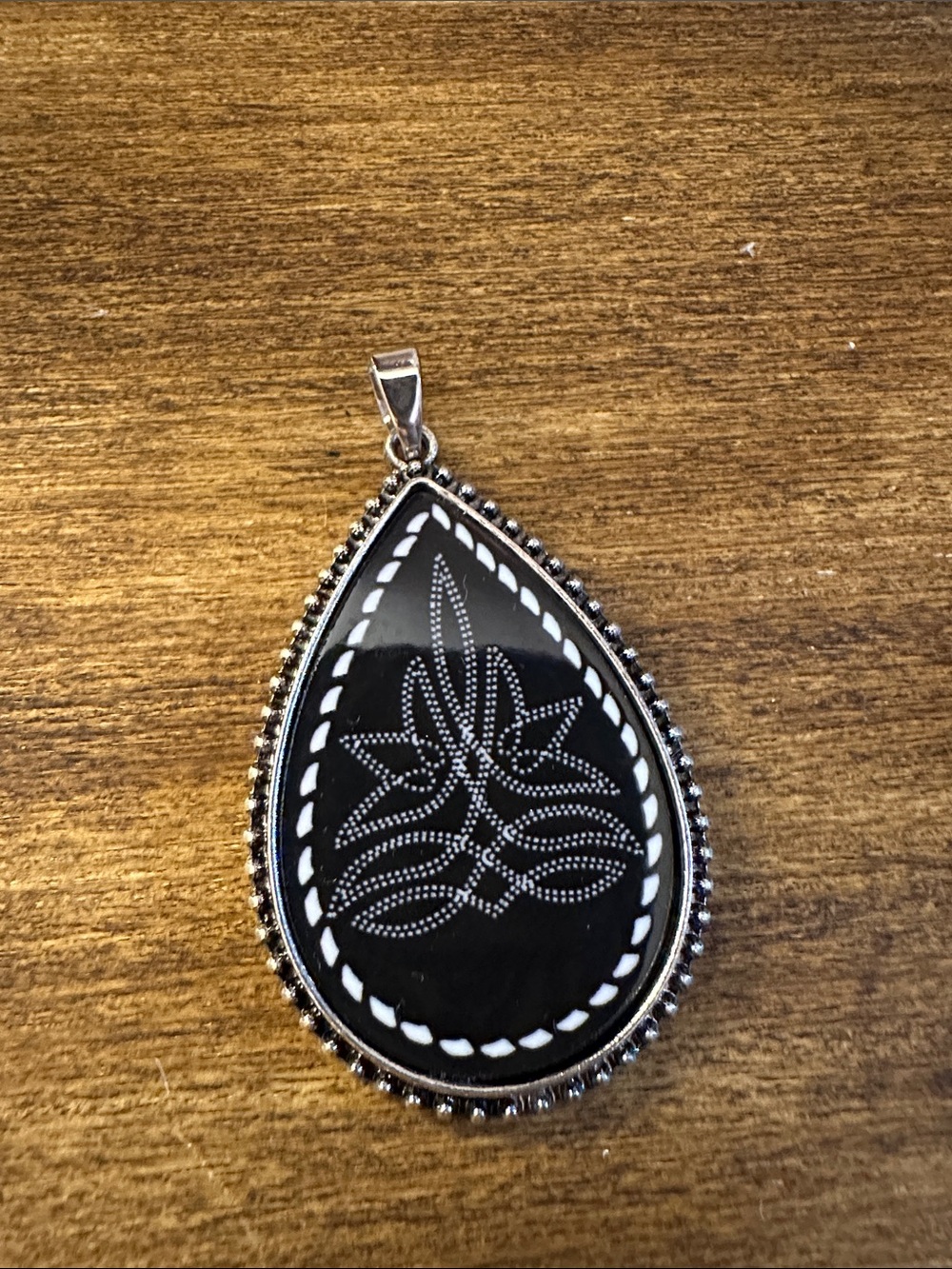 Sterling Teardrop Black Onyx Pendant Necklace - Elegant Silver Accent